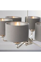 Netlighting Highclere Pendant Light Bright Nickel Plate Charcoal Fabric Multi Arm Shade in Grey - thumbnail 6