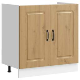 Berkfield Home Sink Base Cabinet Kalmar Artisan Oak 80x46x81.5 cm Engineered Wood in Brown - thumbnail 2