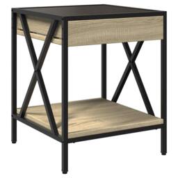 Berkfield Home Coffee Table with Infinity LED Sonoma Oak 40x40x49 cm in Light Brown - Size: 40 x 40 x 49 cm - thumbnail 8