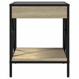 Berkfield Home Coffee Table with Infinity LED Sonoma Oak 40x40x49 cm in Light Brown - Size: 40 x 40 x 49 cm - thumbnail 6
