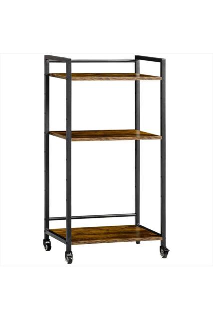 ERGOVEXA 3-Tier Printer Stand, Rolling Trolley with Adjustable in Brown - image 1