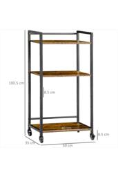 ERGOVEXA 3-Tier Printer Stand, Rolling Trolley with Adjustable in Brown - thumbnail 2
