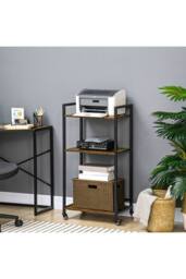 ERGOVEXA 3-Tier Printer Stand, Rolling Trolley with Adjustable in Brown - thumbnail 4