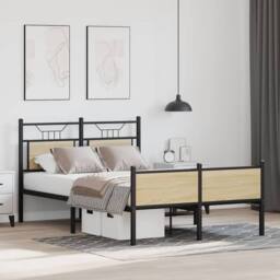 Berkfield Home Durable Bed Frame without Mattress Sonoma Oak 120x200 cm Engineer in Light Oak - Size: Small Double - thumbnail 5