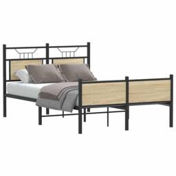 Berkfield Home Durable Bed Frame without Mattress Sonoma Oak 120x200 cm Engineer in Light Oak - Size: Small Double - thumbnail 2