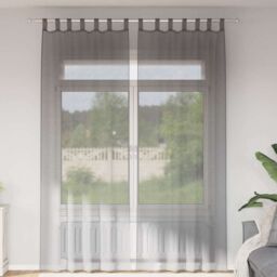 Berkfield Home Voile Curtains with Loops 2 pcs Dark Grey 140x260 cm - thumbnail 1
