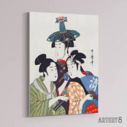 "Artery8 Young Men in Colourful Garments Canvas Wall Art Print Kitagawa - Size: W18"" x H24""" - thumbnail 2