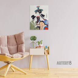 "Artery8 Young Men in Colourful Garments Canvas Wall Art Print Kitagawa - Size: W18"" x H24""" - thumbnail 3