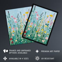 "Artery8 Summer Wild Flower Blossom Meadow Painting Wall Art Print - Size: W24"" x H32""" - thumbnail 2