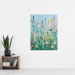 "Artery8 Summer Wild Flower Blossom Meadow Painting Wall Art Print - Size: W24"" x H32""" - thumbnail 4
