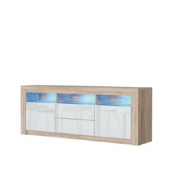 Mex Furniture LTD TV Unit 160cm Modern - Matt Body & Gloss Doors in Light Oak - thumbnail 2
