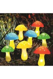 KDMD Multicolorcoloured Mushroom Solar Lights Set of 8