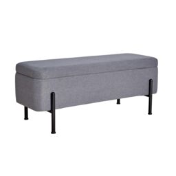 Home Source Storage Ottoman Seat Boucle Velvet Metal Legs Compact Bedroom Storage in Dark Grey - thumbnail 8