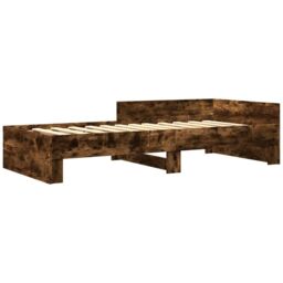 Berkfield Home Bed Frame without Mattress Smoked Oak 75x190 cm Small Single Engineered Wood in Brown - thumbnail 3