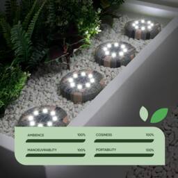 Gardenwize Pack of 4 Solar Stone Effect Decking Lights in Grey - thumbnail 5