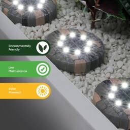 Gardenwize Pack of 4 Solar Stone Effect Decking Lights in Grey - thumbnail 6