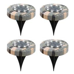 Gardenwize Pack of 4 Solar Stone Effect Decking Lights in Grey