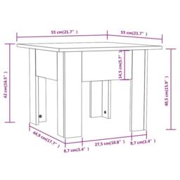 Berkfield Home Coffee Table Smoked Oak 55x55x42 cm Engineered Wood in Brown - Size: 55 x 55 x 42 cm - thumbnail 6