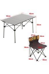 Garden Sanctuary 7 Pcs Portable Folding Camping Table & Chairs Set in Black - thumbnail 6
