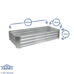 Harbour Housewares Raised Garden Beds - 2x Rectangular Bottomless Galvanised Steel Planter 180 x 90cm in Black - Size: 180 x 90 cm - thumbnail 3
