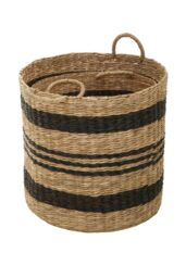 Orsina Set of 2 Seagrass Baskets with Black Stripes, Striped Storage Baskets, Distinctive Decorative Baskets in Natural - thumbnail 2
