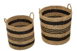 Orsina Set of 2 Seagrass Baskets with Black Stripes, Striped Storage Baskets, Distinctive Decorative Baskets in Natural - thumbnail 4