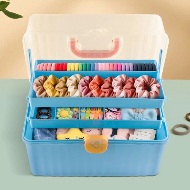 Hinsinc 12inch Multipurpose Storage Organizer Dividers Plastic Tool Box Sewing in Blue - image 1