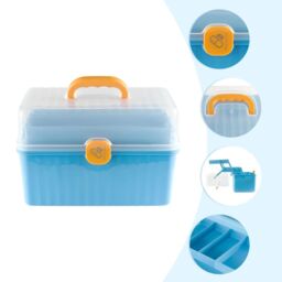 Hinsinc 12inch Multipurpose Storage Organizer Dividers Plastic Tool Box Sewing in Blue - thumbnail 4