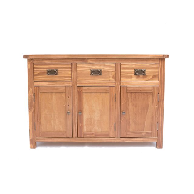 Cabinet Bits Padua Lacquered 3 Drawer 3 Door Sideboard Brass Drop Handle in Brown - image 1