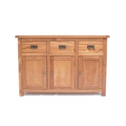 Cabinet Bits Padua Lacquered 3 Drawer 3 Door Sideboard Brass Drop Handle in Brown