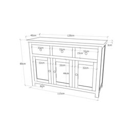 Cabinet Bits Padua Lacquered 3 Drawer 3 Door Sideboard Brass Drop Handle in Brown - thumbnail 5