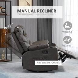 FORGEVIO Manual Recliner Chair with Footrest in Brown - Size: 0.6m2 - thumbnail 4