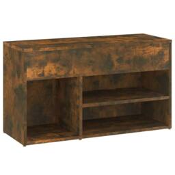 Berkfield Home Shoe Bench Smoked Oak 80x30x45 cm Engineered Wood in Brown - Size: 80 x 30 x 45 cm - thumbnail 5