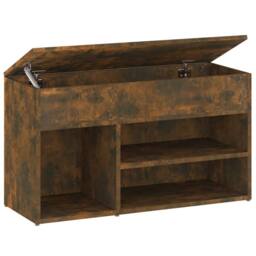 Berkfield Home Shoe Bench Smoked Oak 80x30x45 cm Engineered Wood in Brown - Size: 80 x 30 x 45 cm
