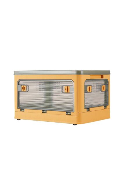 H&O Direct Folding Plastic Storage Bins Collapsible Organizers Box with Wheels in Yellow - Size: XL - image 1