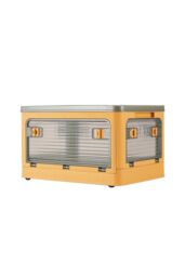 H&O Direct Folding Plastic Storage Bins Collapsible Organizers Box with Wheels in Yellow - Size: XL