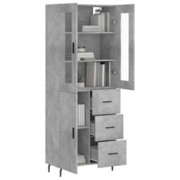Berkfield Home Highboard Concrete Grey 69.5x34x180 cm Engineered Wood - thumbnail 3