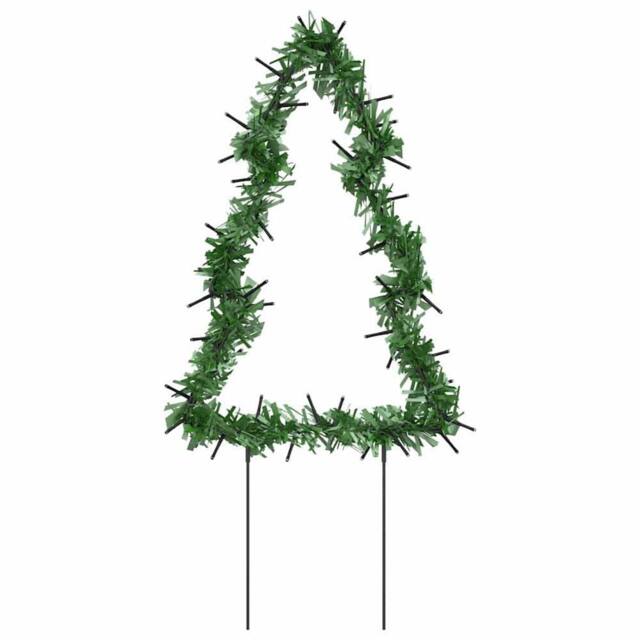 Berkfield Home Green Christmas Light Decorations with Spikes 3 pcs Tree 50 LEDs 30 cm - image 1