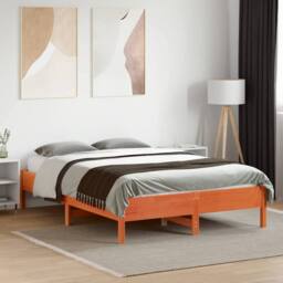 Berkfield Home Bed Frame without Mattress Wax Brown 140x190 cm Solid Wood Pine - thumbnail 3