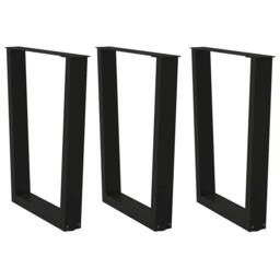 Berkfield Home Modern Dining Table Legs V-Shape 3 pcs Black 70x(72-73.3) cm Steel - thumbnail 2
