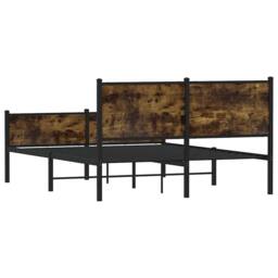 Berkfield Home Metal Bed Frame without Mattress Smoked Oak 140x190 cm in Brown - thumbnail 7