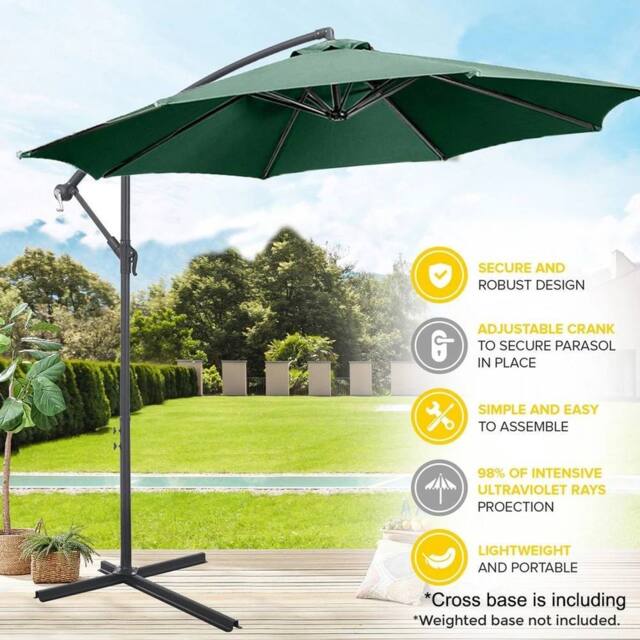 Havendro Large 3M Tilt Aluminium Parasol - Green Garden Shade - image 1