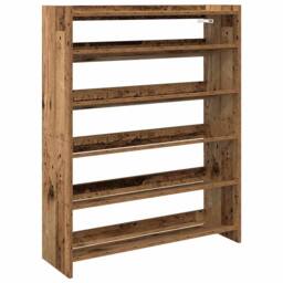 Berkfield Home Shoe Rack Old Wood 80x25x100 cm Engineered Wood in Brown - Size: 80 x 25 x 100 cm - thumbnail 2