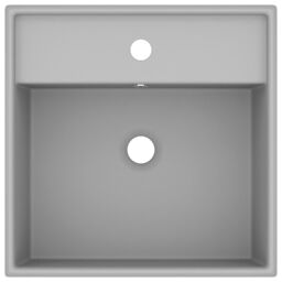 Berkfield Home Luxury Basin Overflow Square Matt Light Grey 41x41 cm Ceramic - thumbnail 3