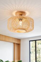 Living and Home E27 Bamboo-woven Ceiling Light in Natural - thumbnail 2