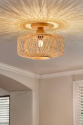 Living and Home E27 Bamboo-woven Ceiling Light in Natural - thumbnail 1