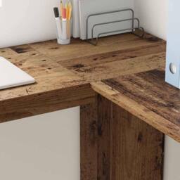 Berkfield Home Modern Corner Desk with Storage Old Wood 140x113, 5x75cm in Brown - Size: 5x75 cm - thumbnail 4