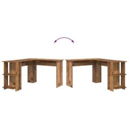 Berkfield Home Modern Corner Desk with Storage Old Wood 140x113, 5x75cm in Brown - Size: 5x75 cm - thumbnail 9