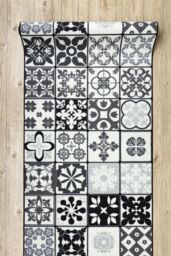 RugsX Anti-Slip Azulejo Runner in Grey - Size: 110 cm x 440 cm - thumbnail 4