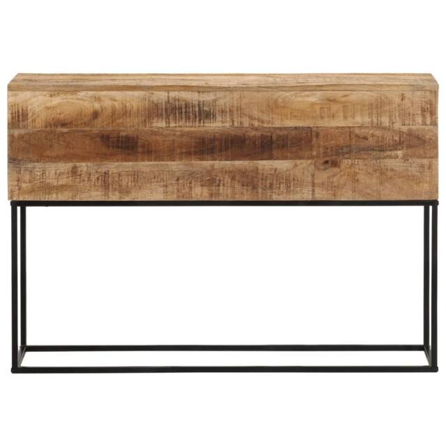 Berkfield Home Console Table 110x30x75 cm Solid Wood Rough Mango & Iron in Brown - Size: 110 x 30 x 75 cm - image 1
